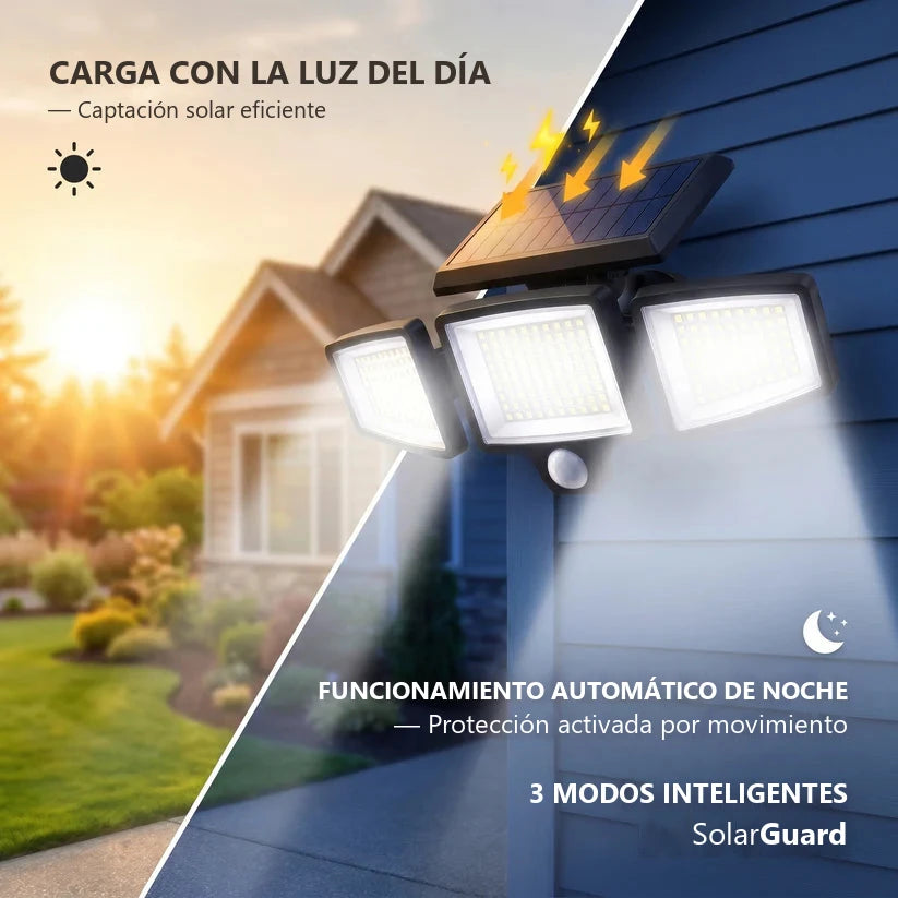 SolarGuard cargando de día y encendiéndose de noche