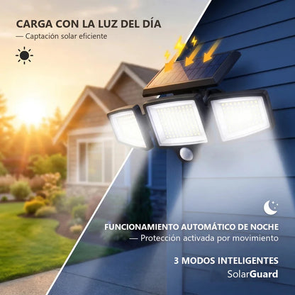 SolarGuard cargando de día y encendiéndose de noche
